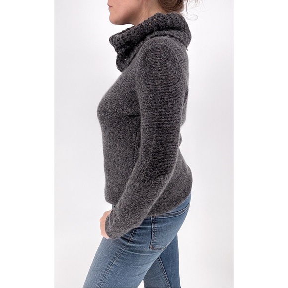 EILEEN FISHER | Wool-Mohair Blend Cowl Neck Sweater in Charcoal Grey | S - Picture 3 of 12